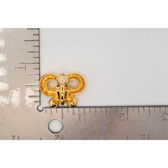 Joan Rivers Vintage Cabochon Bow Clip On Earrings Christmas Holiday Signed BinW - Picture 12 of 12